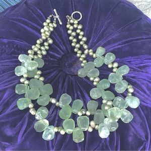 Aventurine Green Crystal and Pearl Necklace